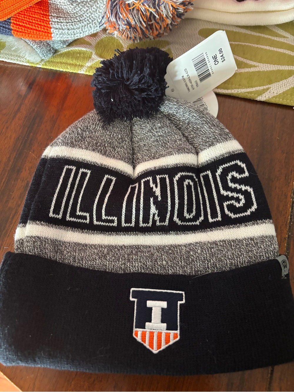 Topshop Black & Gray Illinois Pom Beanie NWT